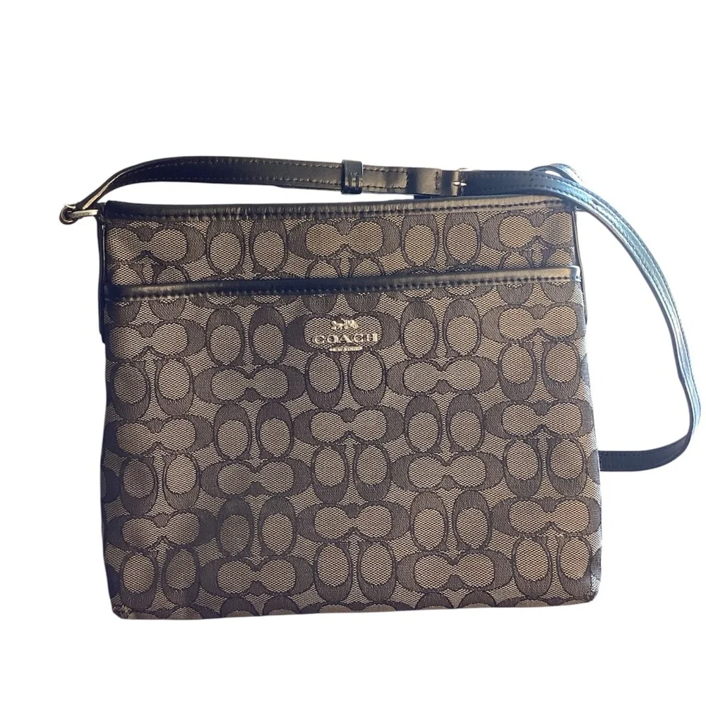 Coach Signature Coated Canvas Black File Crossbody Bag - READ DESCRIPTION - Picture 3 of 10
